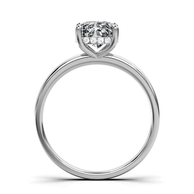 Cushion Solitaire Ring with Hidden Halo