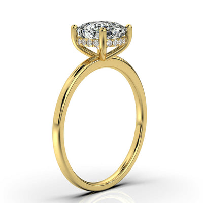 Cushion Solitaire Ring with Hidden Halo