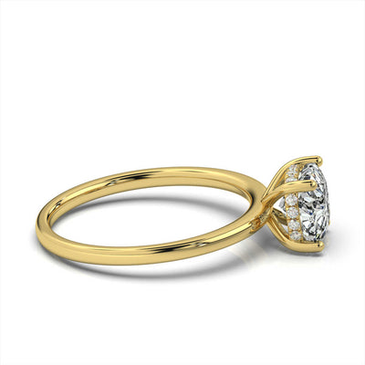 Cushion Solitaire Ring with Hidden Halo