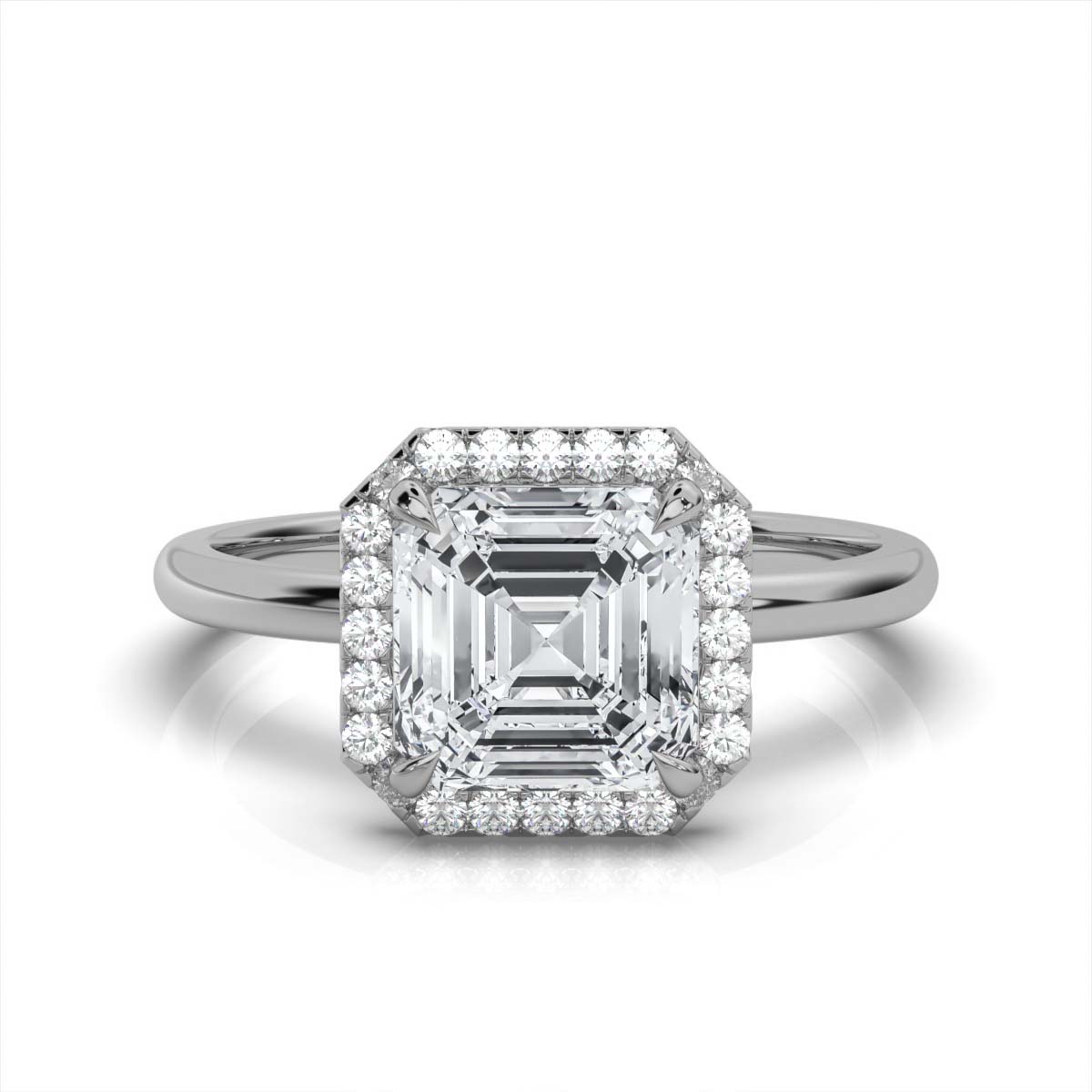 Asscher Halo Classic Solitaire Ring