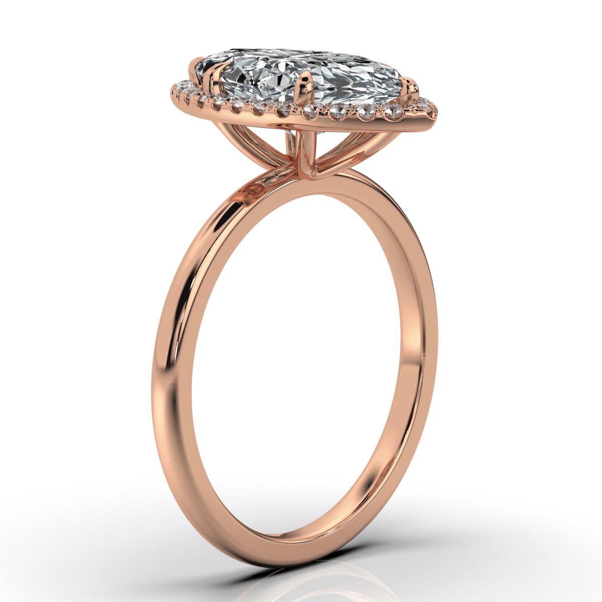 Marquise Halo Classic Solitaire Ring