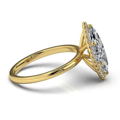 Marquise Halo Classic Solitaire Ring