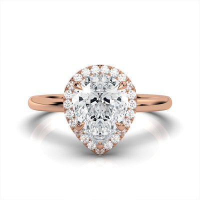 Pear Halo Classic Solitaire Ring