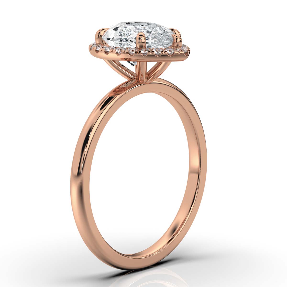 Pear Halo Classic Solitaire Ring