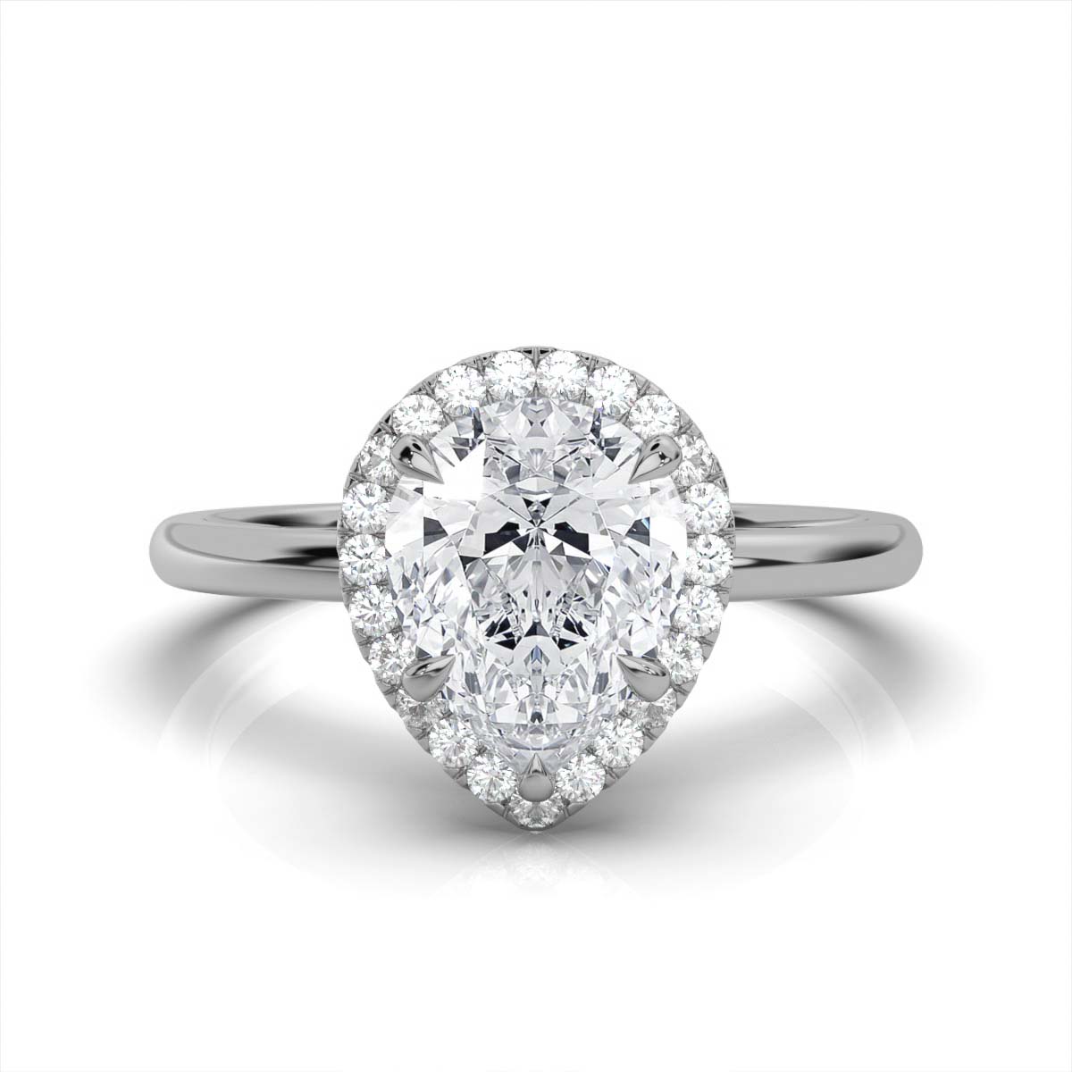 Pear Halo Classic Solitaire Ring