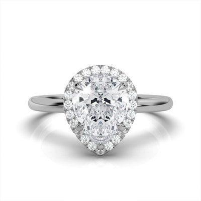 Pear Halo Classic Solitaire Ring