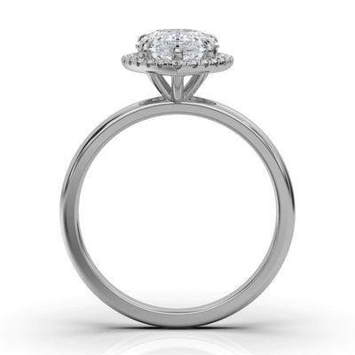 Pear Halo Classic Solitaire Ring