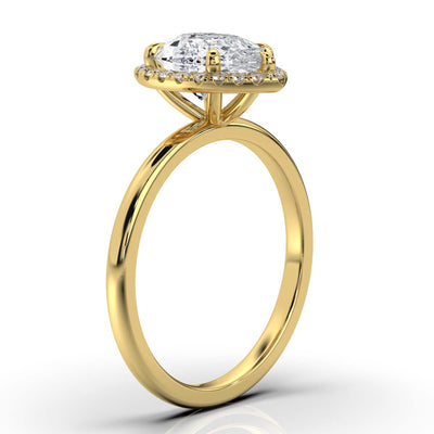 Pear Halo Classic Solitaire Ring