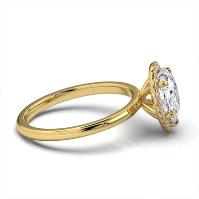 Pear Halo Classic Solitaire Ring