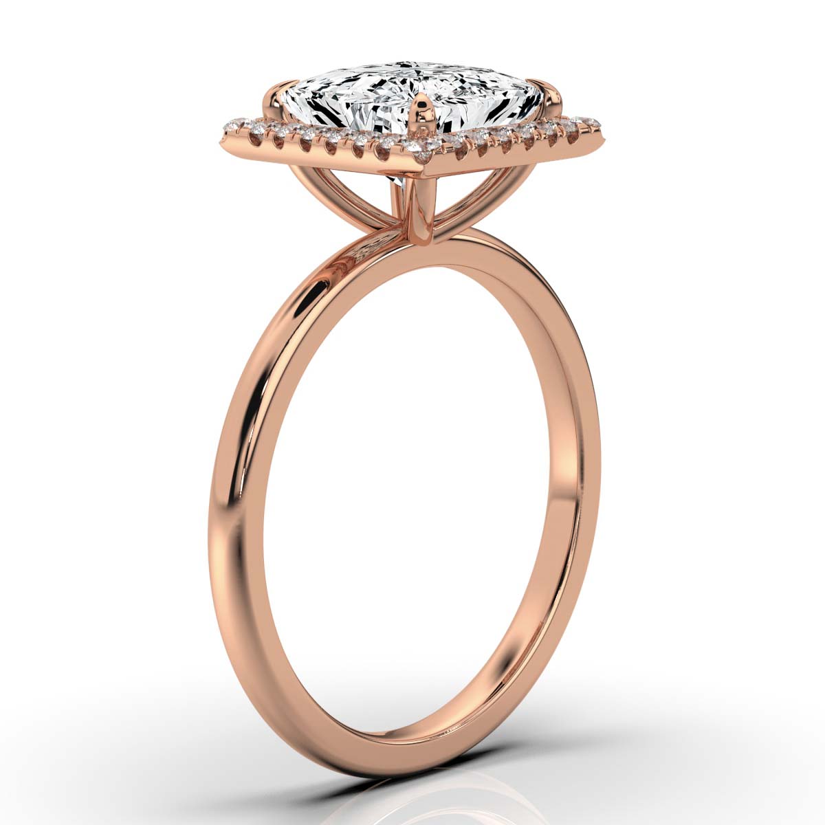 Princess Halo Classic Solitaire Ring