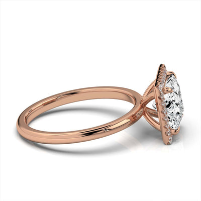 Princess Halo Classic Solitaire Ring