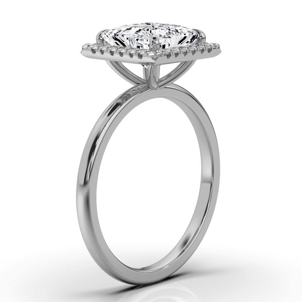 Princess Halo Classic Solitaire Ring