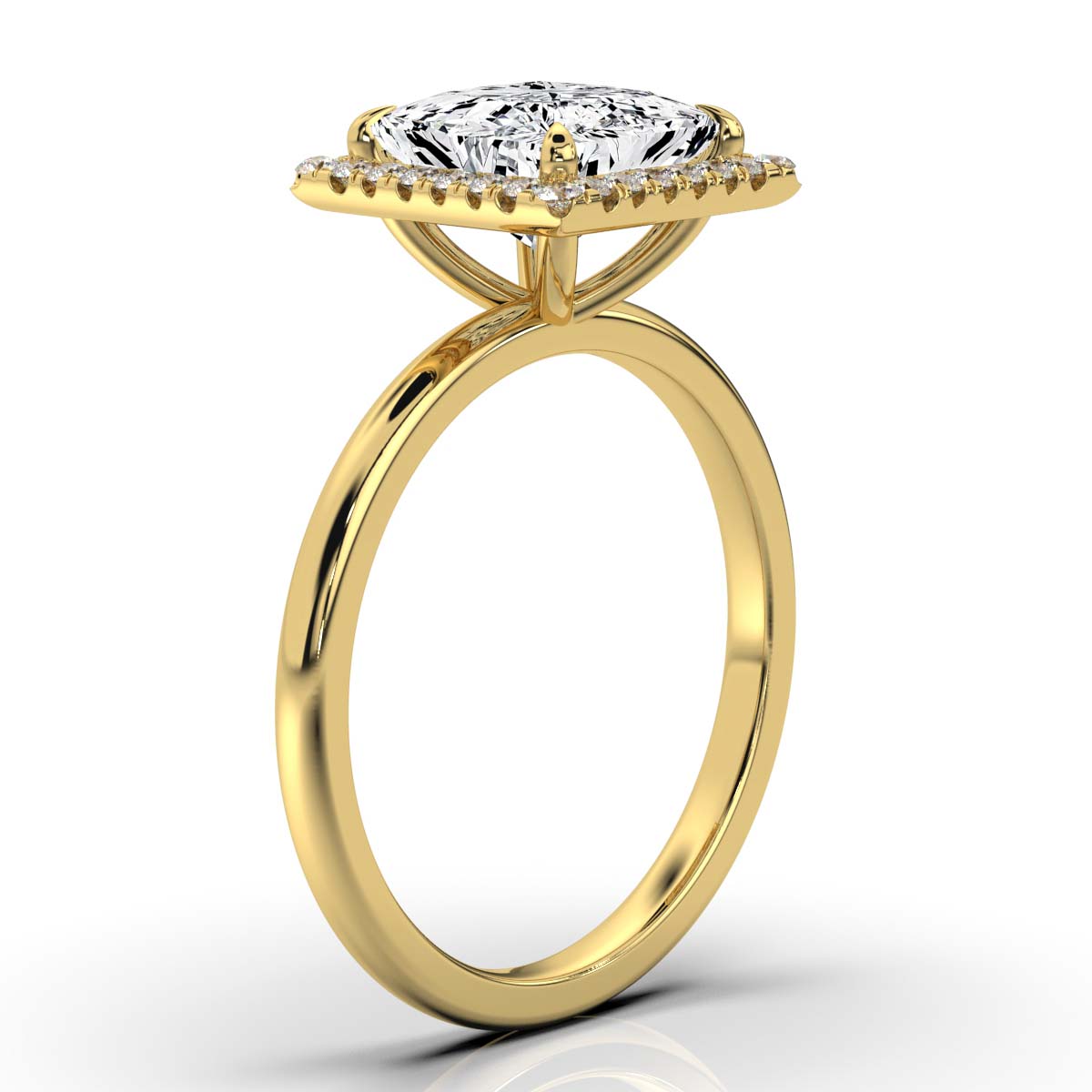 Princess Halo Classic Solitaire Ring