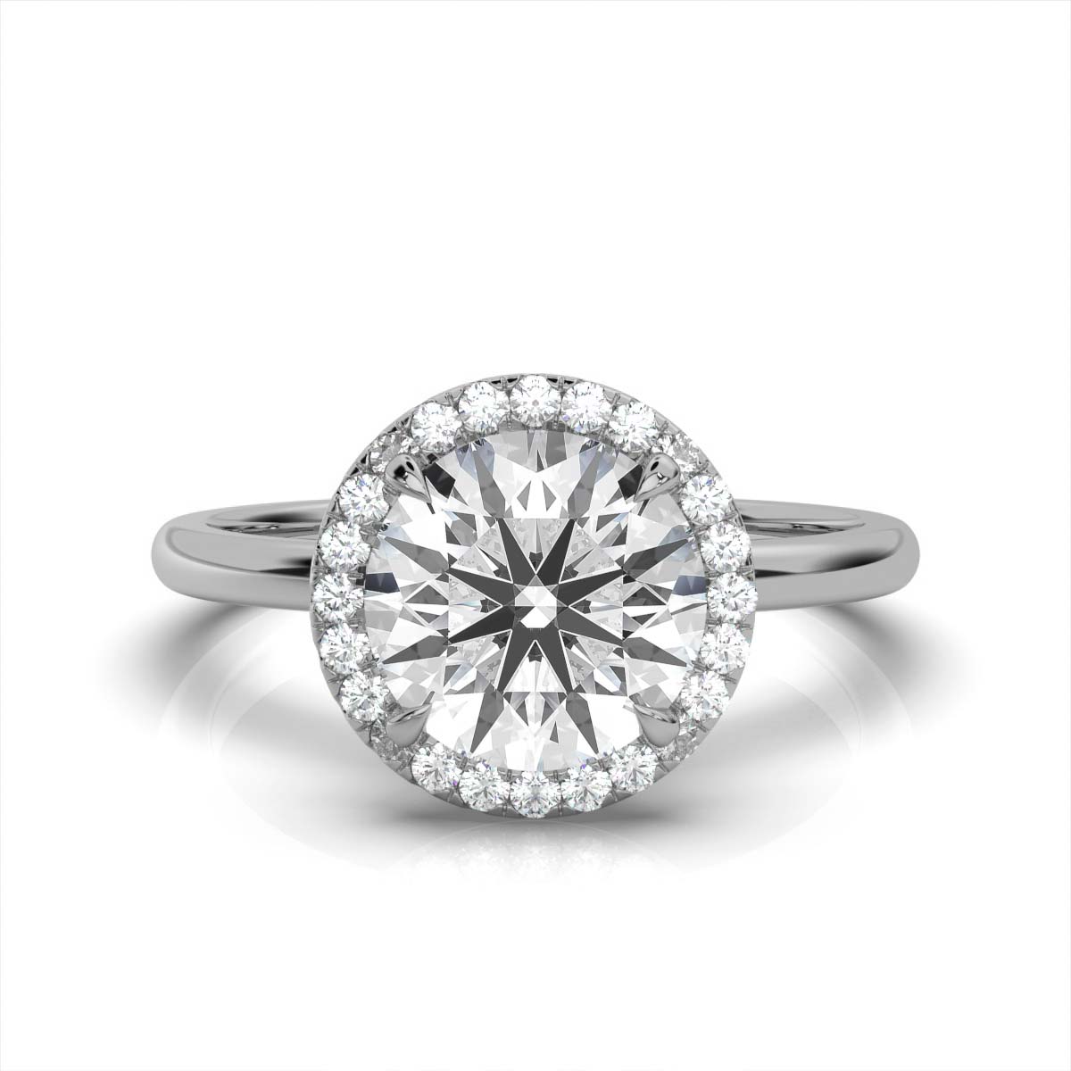 Round Halo Classic Solitaire Ring