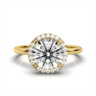 Round Halo Classic Solitaire Ring