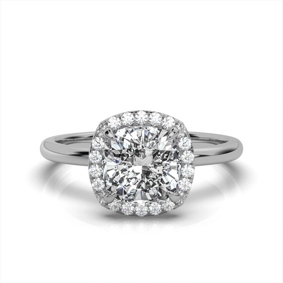 Cushion Halo Classic Solitaire Ring