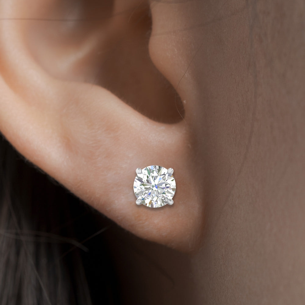 2 Carat Round Lab Grown Diamond Stud Earrings