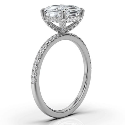 Asscher Pave Prong Ring with Hidden Halo