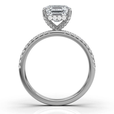 Asscher Pave Prong Ring with Hidden Halo