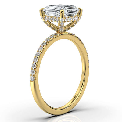 Asscher Pave Prong Ring with Hidden Halo