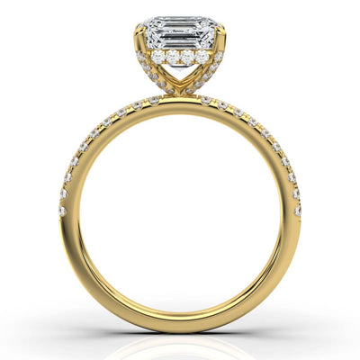 Asscher Pave Prong Ring with Hidden Halo