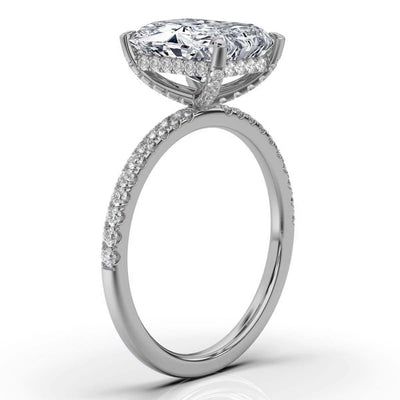 Radiant Pave Prong Ring with Hidden Halo