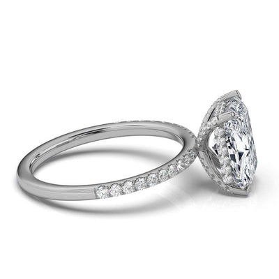 Radiant Pave Prong Ring with Hidden Halo