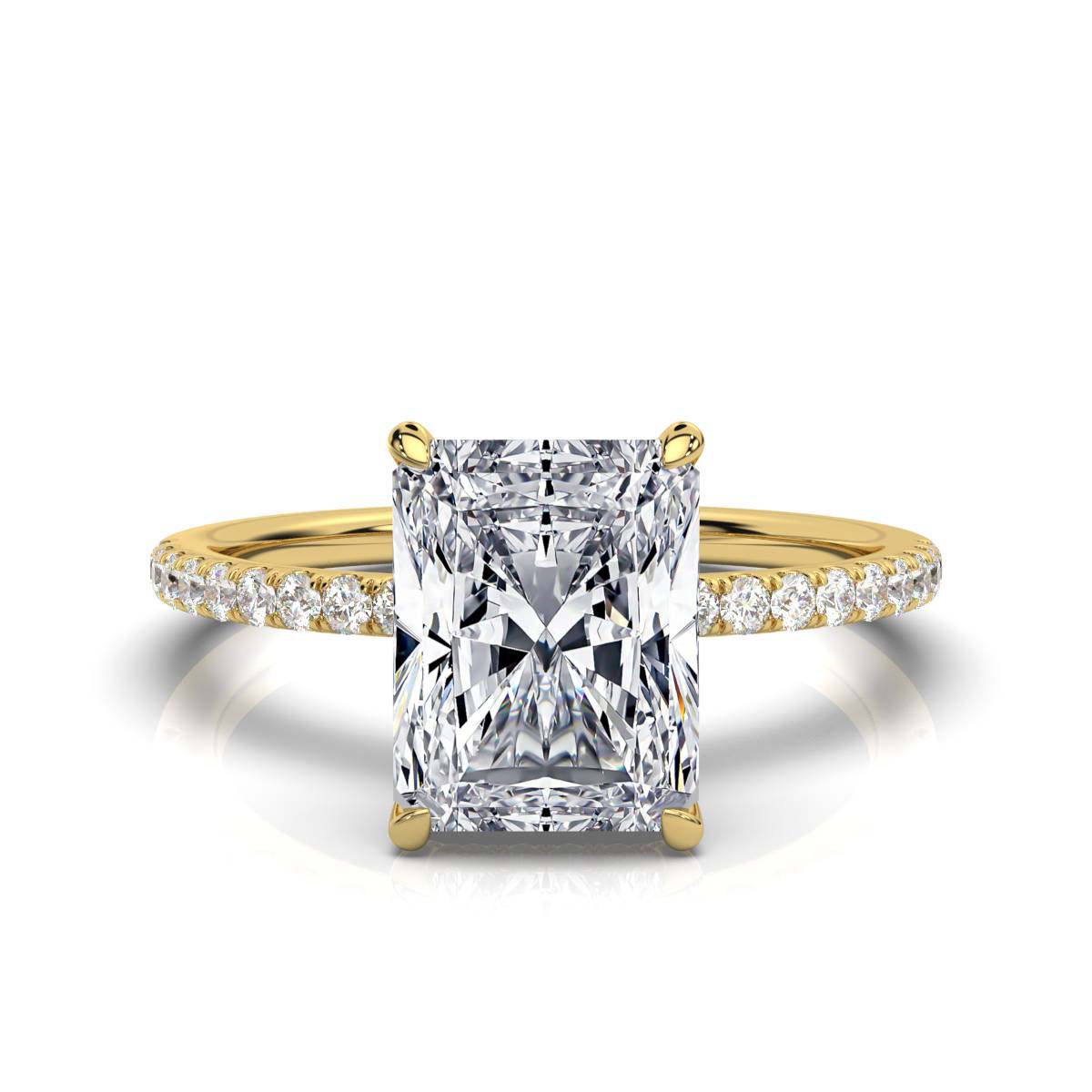 Radiant Pave Prong Ring with Hidden Halo