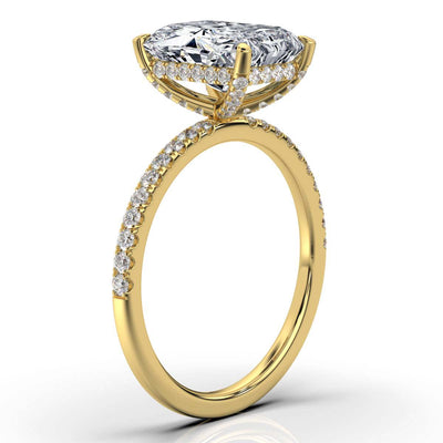 Radiant Pave Prong Ring with Hidden Halo