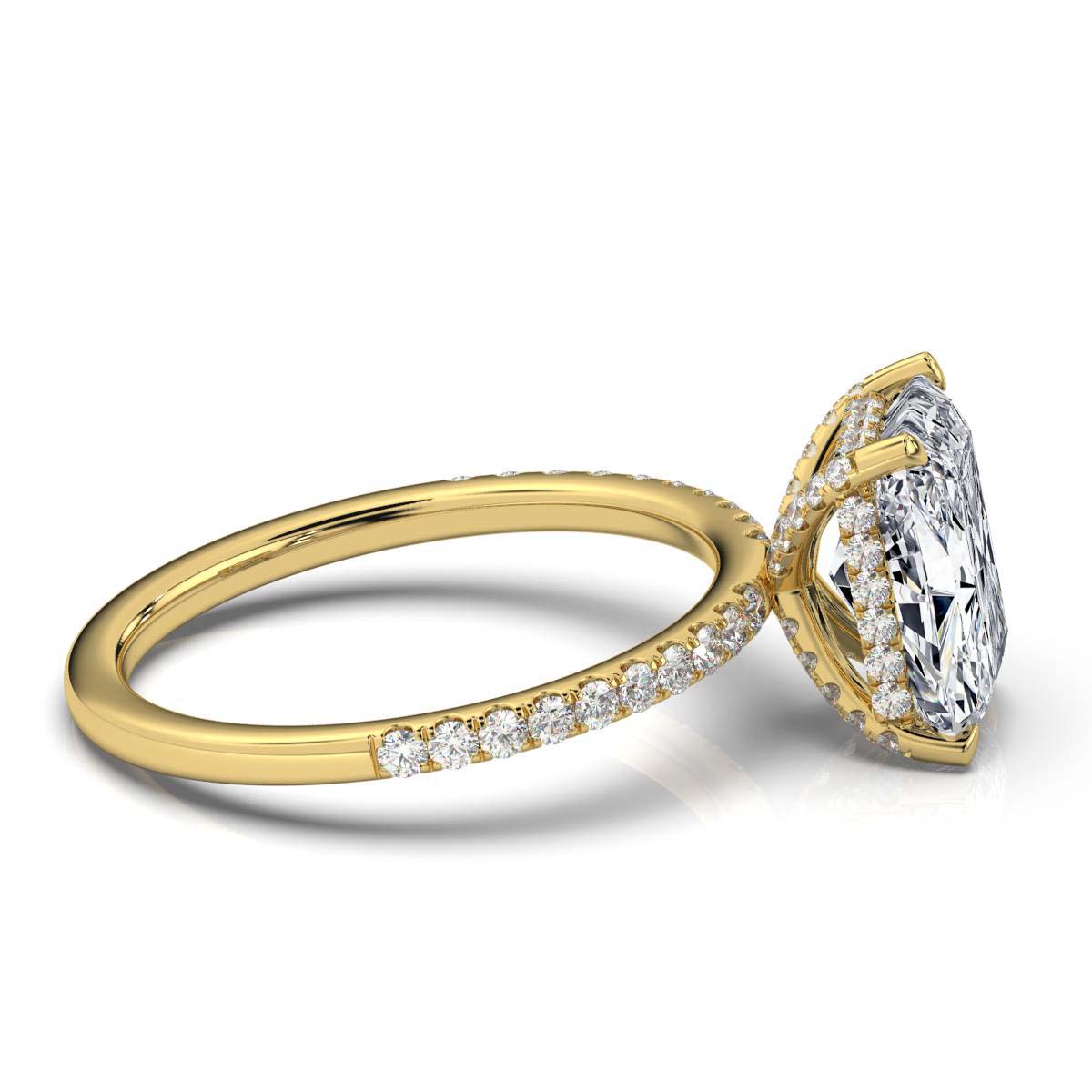 Radiant Pave Prong Ring with Hidden Halo