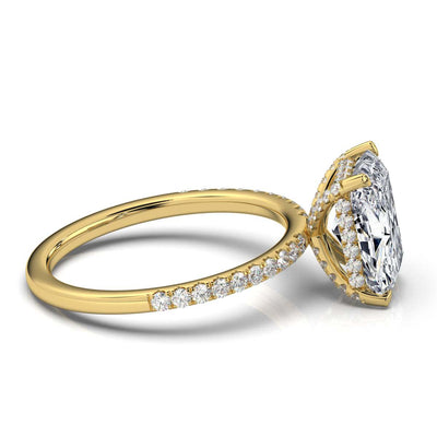 Radiant Pave Prong Ring with Hidden Halo