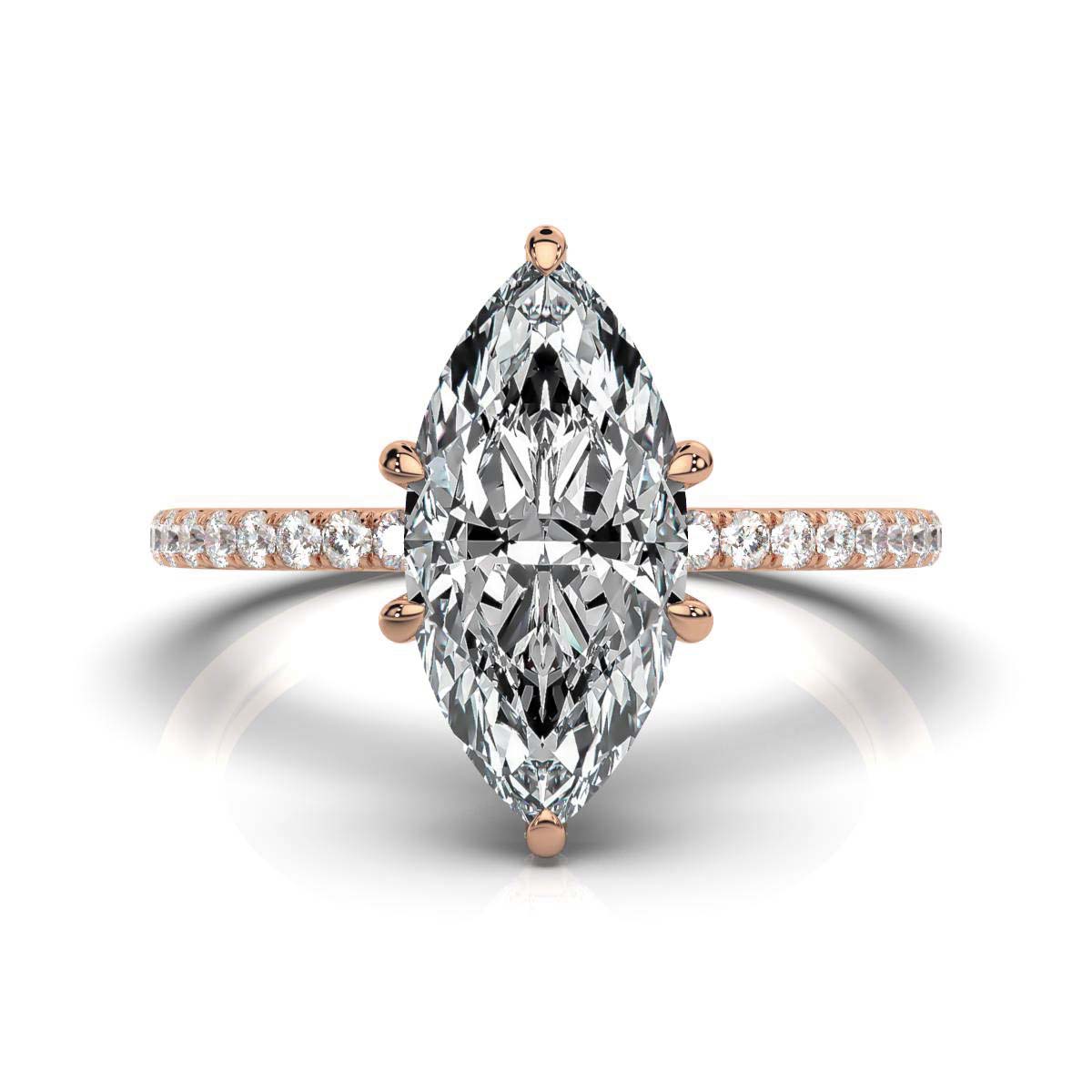 Marquise Pave Prong Ring with Hidden Halo