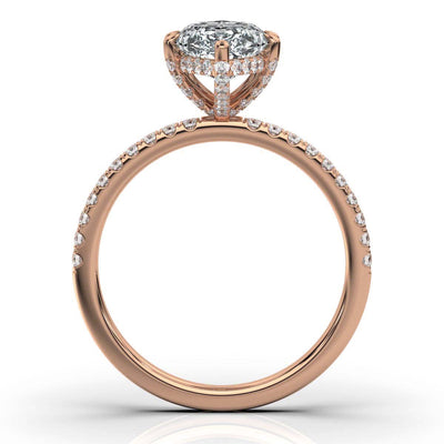 Marquise Pave Prong Ring with Hidden Halo