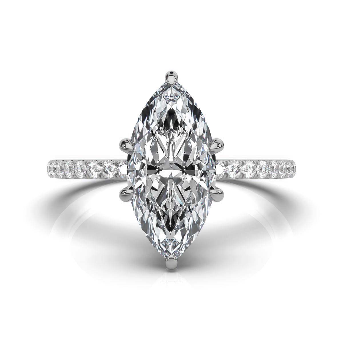 Marquise Pave Prong Ring with Hidden Halo