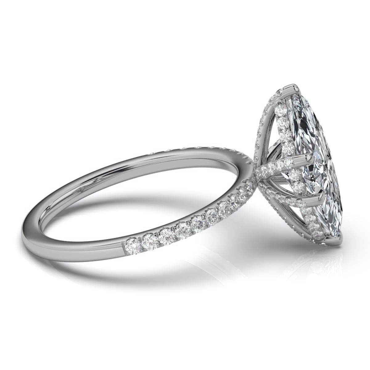 Marquise Pave Prong Ring with Hidden Halo