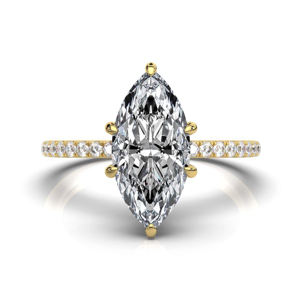 Marquise Pave Prong Ring with Hidden Halo