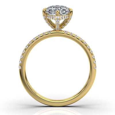 Marquise Pave Prong Ring with Hidden Halo