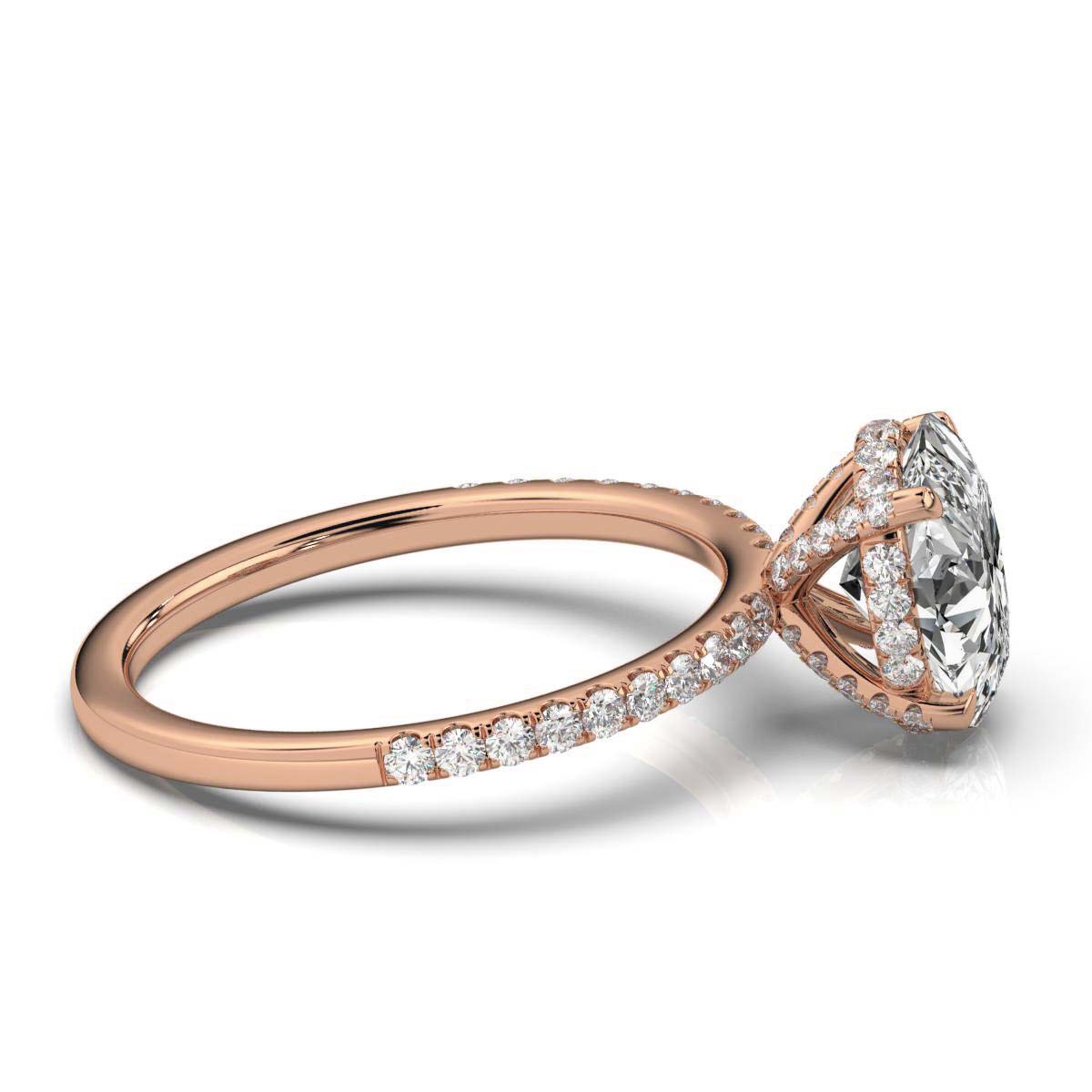 Oval Pave Prong Ring with Hidden Halo