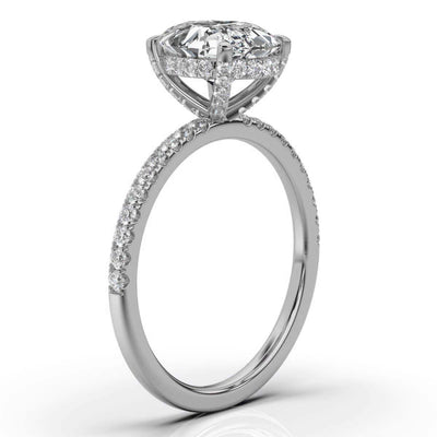 Oval Pave Prong Ring with Hidden Halo