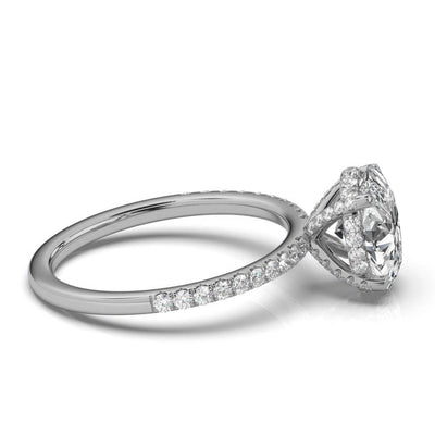 Oval Pave Prong Ring with Hidden Halo