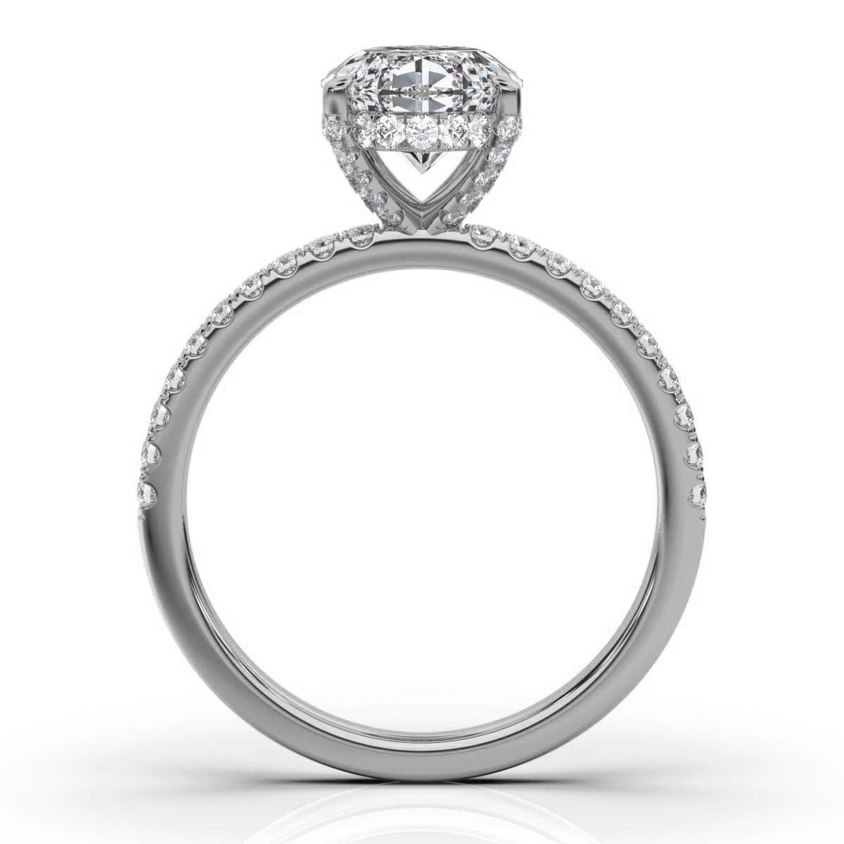 Oval Pave Prong Ring with Hidden Halo