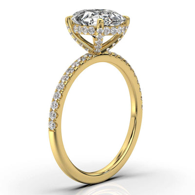 Oval Pave Prong Ring with Hidden Halo