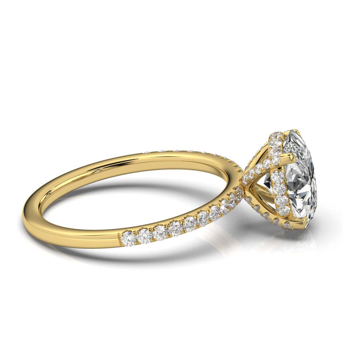 Oval Pave Prong Ring with Hidden Halo