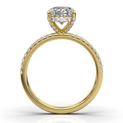 Oval Pave Prong Ring with Hidden Halo