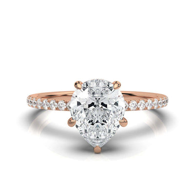 Pear Pave Prong Ring with Hidden Halo