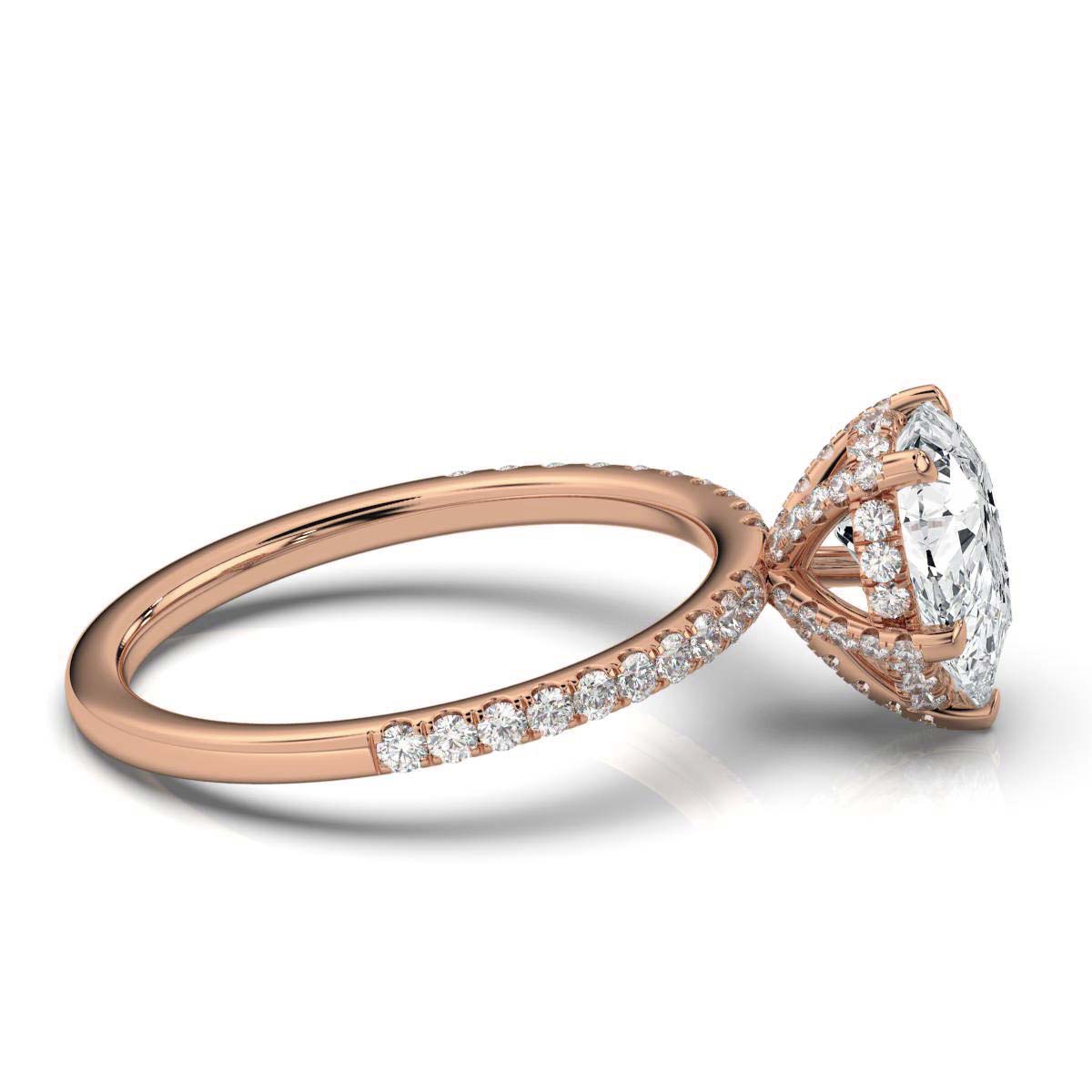 Pear Pave Prong Ring with Hidden Halo