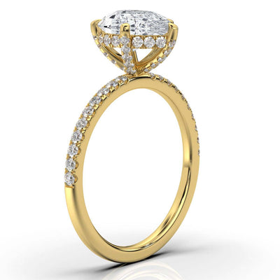 Pear Pave Prong Ring with Hidden Halo