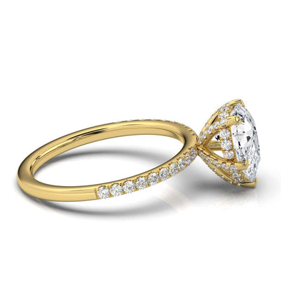 Pear Pave Prong Ring with Hidden Halo