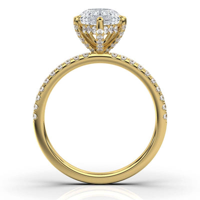 Pear Pave Prong Ring with Hidden Halo