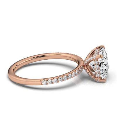 Princess Pave Prong Ring with Hidden Halo